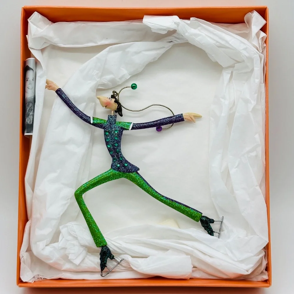 Marquis by Waterford Giddie Guy Gliding Ice Skater Metal Christmas Ornament 2004